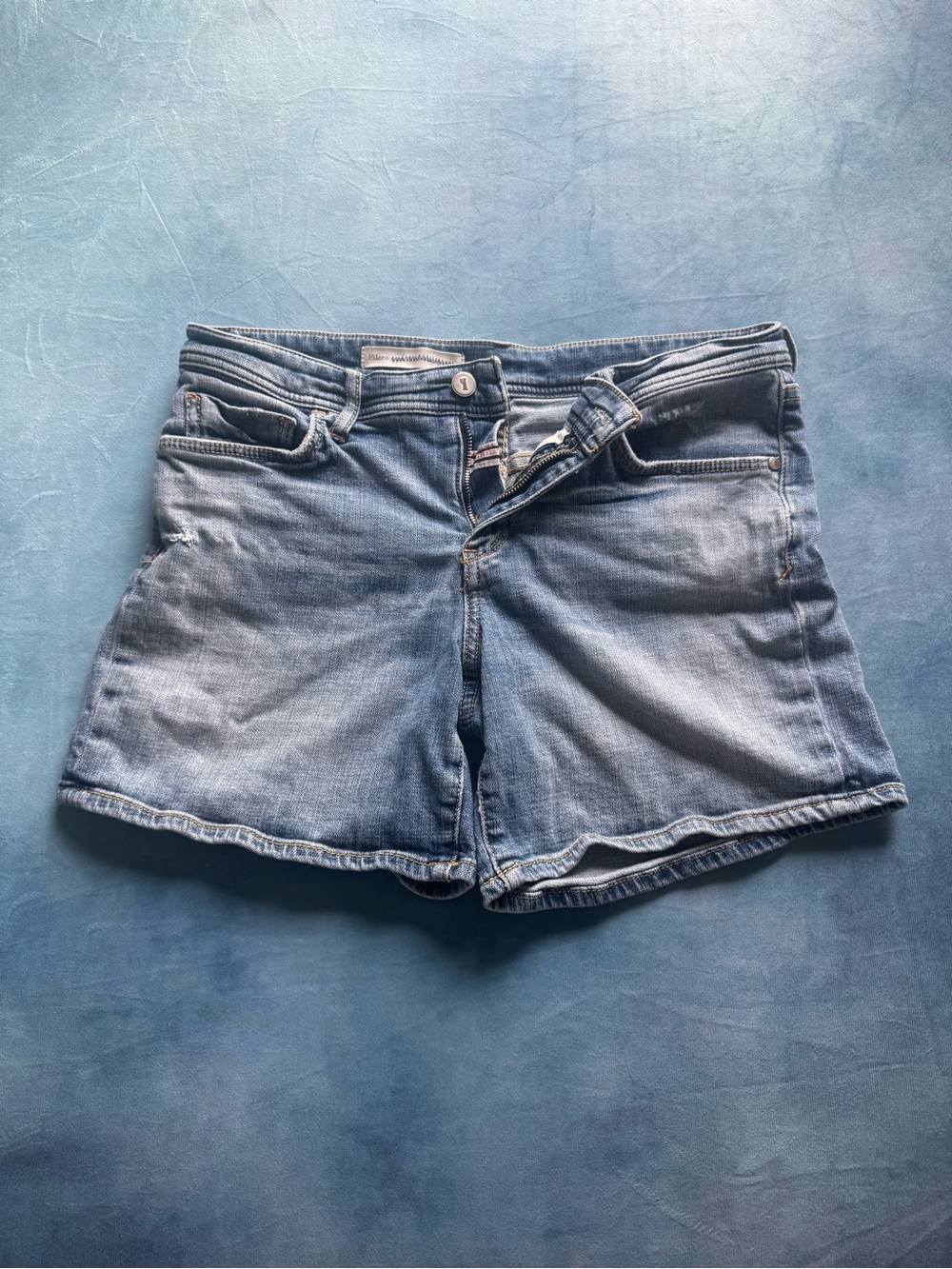 Pilcro and the Letterpress Faded Blue Denim Shorts